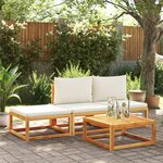 vidaXL Salon de jardin avec coussins 4 Pièces bois d'acacia massif