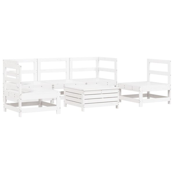 vidaXL Salon de jardin 6 Pièces blanc bois de pin massif