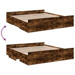 vidaXL Cadre de lit et tiroirs chêne fumé 200x200 cm bois d'ingénierie