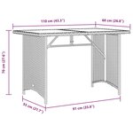 vidaXL Table de jardin avec dessus en verre marron 110x68x70 cm rotin