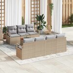 vidaXL Ensemble de canapé de jardin 8 Pièces Beige  gris clair
