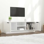 vidaXL Meuble TV Blanc brillant 102x35x36 5 cm Bois d'ingénierie