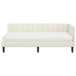 vidaXL Cadre de lit d'angle avec matelas Crème 90 x 200 cm Velours