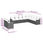 vidaXL Salon de jardin 10 Pièces avec coussins noir résine tressée