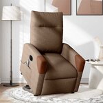 vidaXL Fauteuil inclinable de massage électrique Marron Tissu