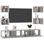 vidaXL Ensemble de meubles TV 6 Pièces Gris béton Bois d'ingénierie