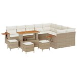 vidaXL Ensemble de canapé de jardin 13 Pièces Beige polyrotin