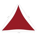 Vidaxl voile de parasol tissu oxford triangulaire 5x5x5 m rouge