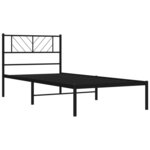 vidaXL Cadre de lit métal sans matelas avec tête de lit noir 90x200 cm