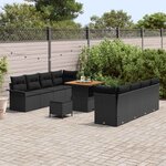 vidaXL Ensemble de canapé de jardin 11 Pièces Noir polyrotin