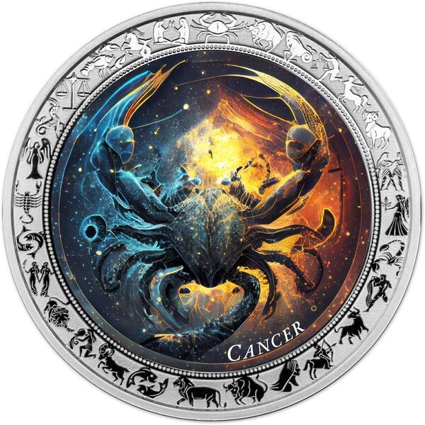 Pièce de monnaie en Argent 5 Cedis g 31.1 (1 oz) Millésime 2025 Space Zodiac CANCER