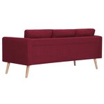 vidaXL Canapé à 3 places Tissu Rouge bordeaux