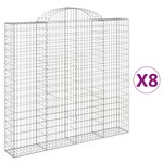 vidaXL Paniers à gabions arqués 8 Pièces 200x30x180/200 cm Fer galvanisé