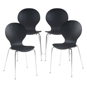 Lot de 4 chaises de salle à manger moderne design robuste noir chrome 03_0009821