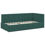 vidaXL Cadre de lit d'angle Vert foncé 90 cm x 190 cm tissu