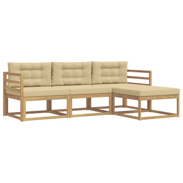 vidaXL Ensemble de canapés d'extérieur 4 pc Blanc et Beige Polyester