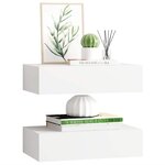 vidaXL Étagères à tiroirs murales 2 Pièces Blanc 40x23 5x10 cm MDF
