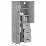 vidaXL Buffet haut Gris béton 69 5x34x180 cm Bois d'ingénierie