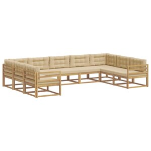 vidaXL Ensemble de canapés d'extérieur 9 Pièces Blanc et Beige