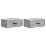 vidaXL Cabinet de chevet mural 2 Pièces Gris béton 49 x 34 5 x 20 cm