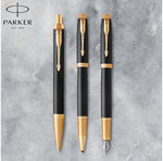 Parker im premium stylo plume  noir  plume moyenne  encre bleue  coffret cadeau