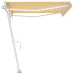 vidaXL Auvent automatique capteur de vent/LED 400x350cm Jaune et blanc