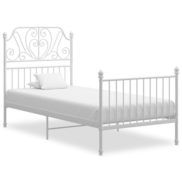 vidaXL Cadre de lit Blanc Métal 90x200 cm