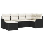 vidaXL Ensemble de Canapé de Jardin 6 Pièces avec Coussins Rattan Poly Noir