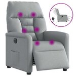 vidaXL Fauteuil de massage inclinable électrique gris clair tissu