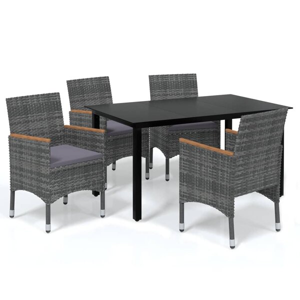 vidaXL Ensemble à manger de jardin coussins 5Pièces Résine tressée Gris