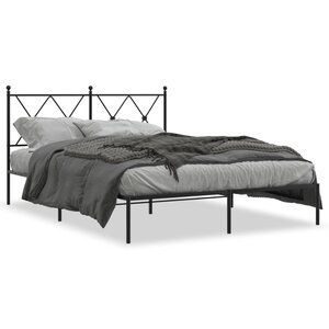 vidaXL Cadre de lit métal sans matelas avec tête de lit noir 140x190cm