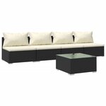 vidaXL Salon de jardin 5 Pièces avec coussins résine tressée noir