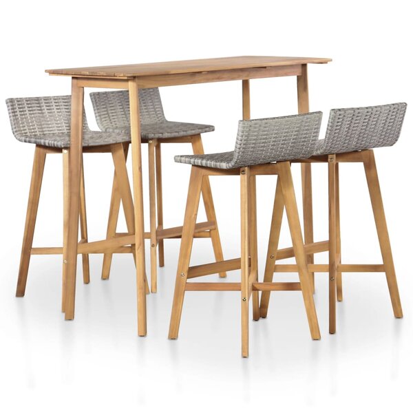 vidaXL Ensemble à manger d'extérieur 5 Pièces Bois d'acacia solide