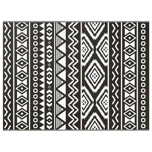 vidaXL Tapis d'extérieur Géométrique ARAKIL Noir et Blanc 400 × 300 cm