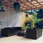 vidaXL Salon de jardin 6 Pièces avec coussins résine tressée noir