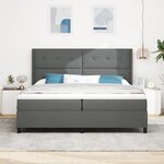 lit box spring vidaXL avec matelas et LED gris foncé 200x200 cm en tissu