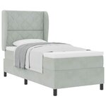 vidaXL Lit à ressorts avec matelas Gris clair 190 x 90 cm Velours