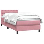 vidaXL Sommier à lattes de lit avec matelas rose 90x220 cm velours