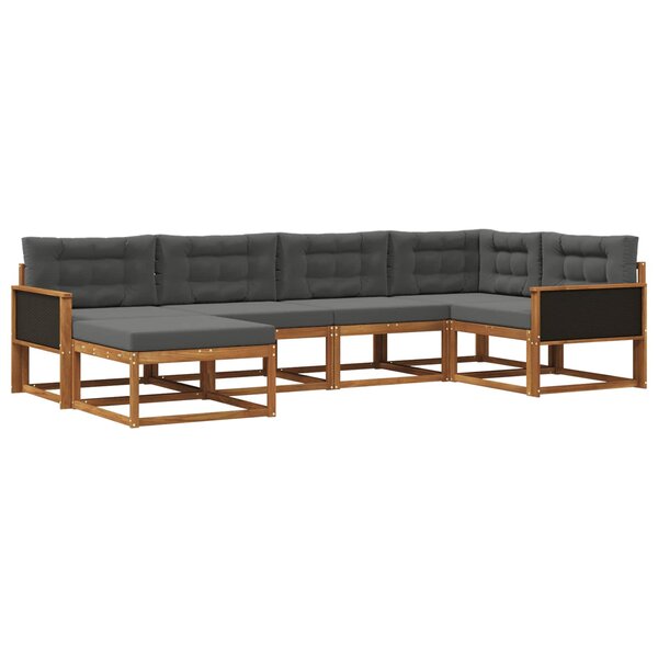 vidaXL Ensemble de canapés d'extérieur 6 Pièces Naturel et Anthracite