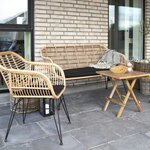Table de jardin carrée 50 cm + 2 fauteuils