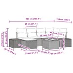vidaXL Ensemble de canapé de jardin 7 pièces avec coussins Beige Poly Rattan