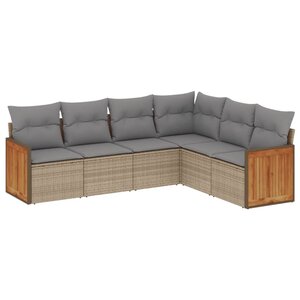 vidaXL Salon de jardin avec coussins 6 Pièces beige résine tressée