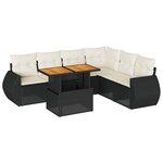 vidaXL Salon de jardin 7 Pièces avec coussins noir résine tressée