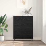 vidaXL Buffet Chêne noir 69 5 x 34 x 90 cm Bois d'ingénierie et fer