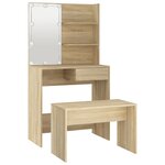 vidaXL Ensemble de coiffeuse avec LED Chêne Sonoma Bois d'ingénierie