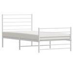 vidaXL Cadre de lit métal avec tête de lit/pied de lit blanc 100x190cm