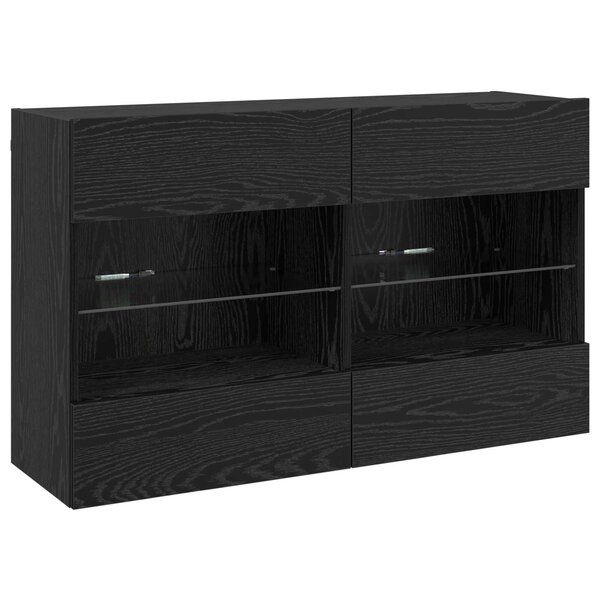 vidaXL Meuble TV mural Montage mural Chêne noir 98 5 x 30 x 60 5 cm