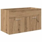 vidaXL Meuble lavabo avec bassin et robinet intégrés chêne artisanal