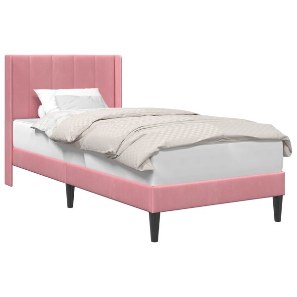vidaXL Cadre de lit avec tête de lit Rose 90 x 190 cm Velours