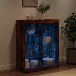 vidaXL Buffet avec lumières LED chêne fumé 81x37x100 cm